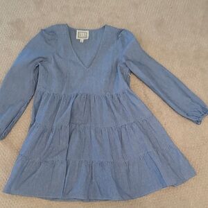 Sail to Sable Blue White Tiered Dress